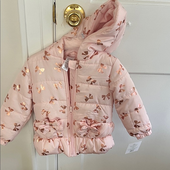 Pink Puffer Jacket with Bow Accents nwt - Picture 1 of 4